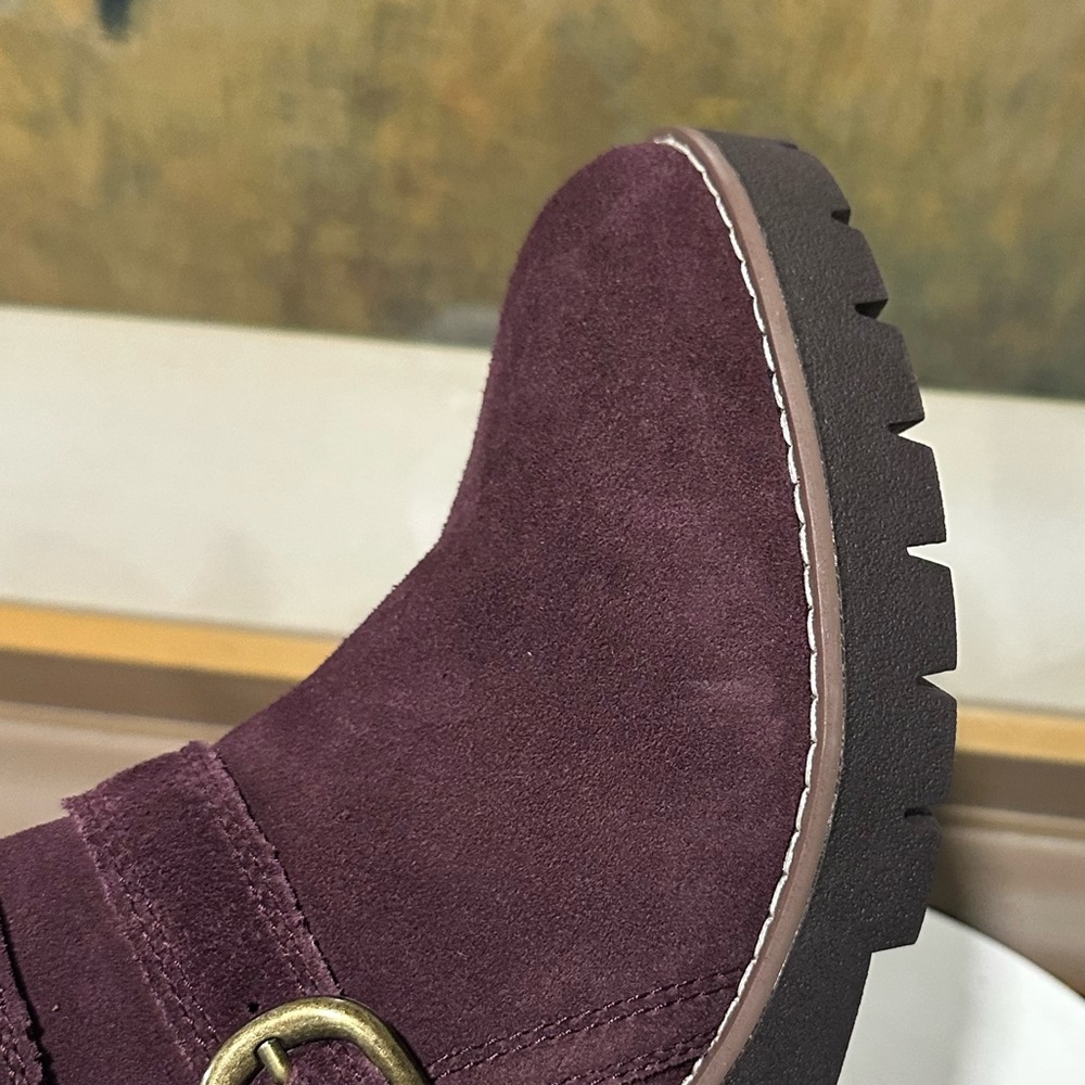 Blondo Wine Suede Buckle Ankle Boots - Picture 13 of 15